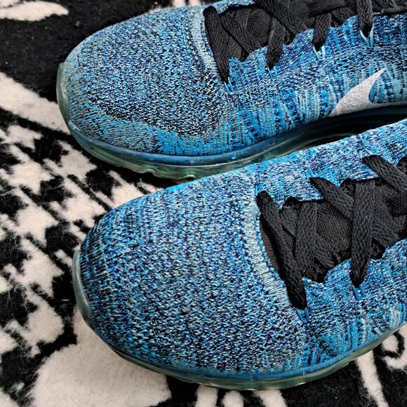 Size 11 Nike Flyknit Air Max Blue Lagoon Men Sneakers 620469-003 - Picture 9 of 13